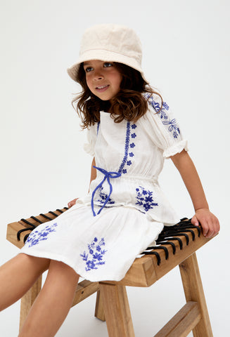 Kids Ally Peplum Embroidered Blouse In White