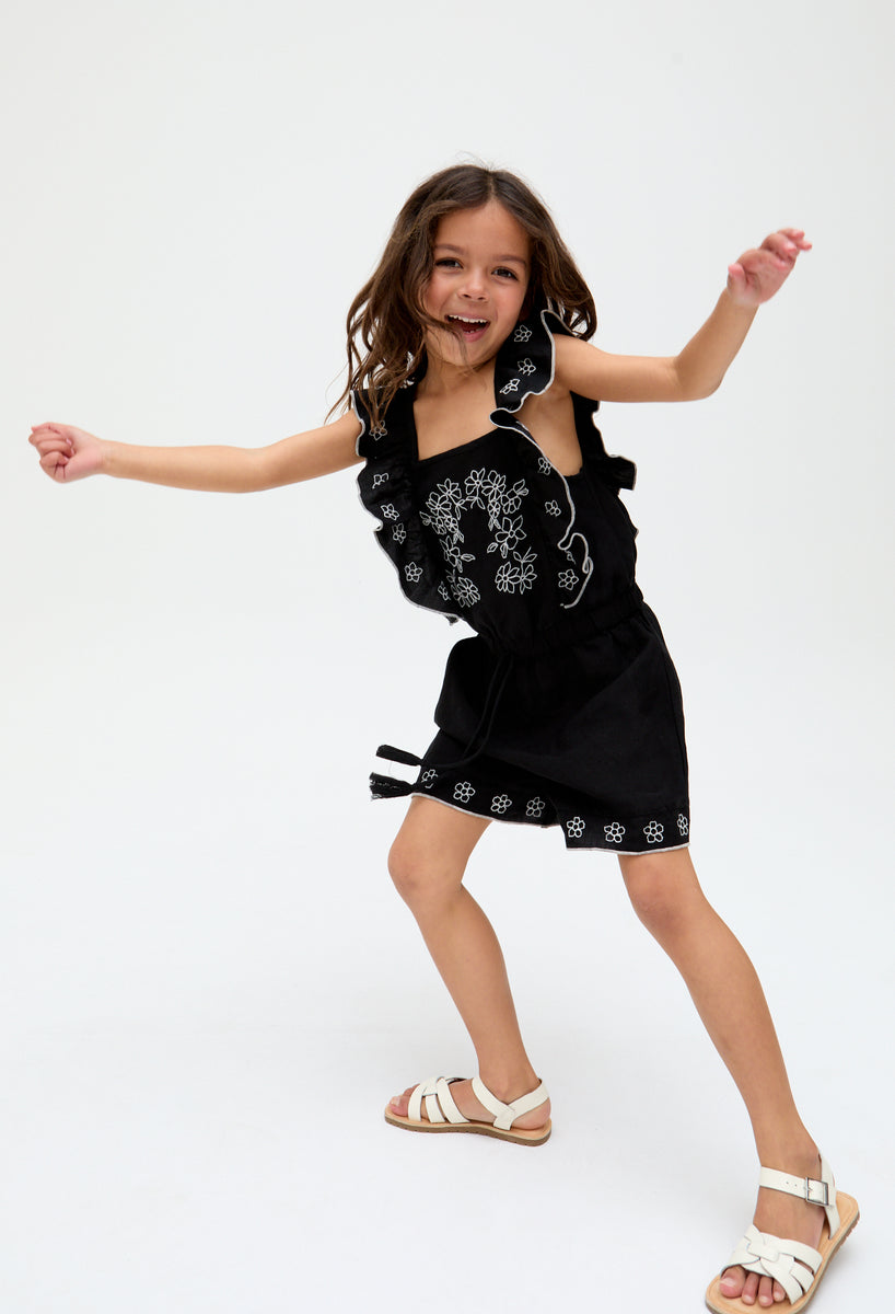 KIDS 3/4 FLARE SLEEVE PLAYSUIT 4-10 PALAZZO PLAY DATE main image 1