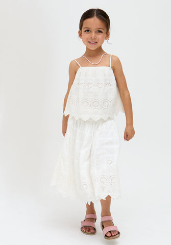 Kids Rufa Spaghetti Strap Windowpane Check Cami In White