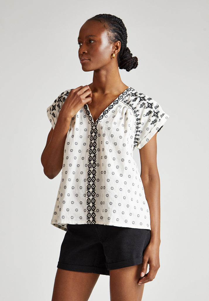 Alice Gauze Embroidered Top Tops Raffya Raffya
