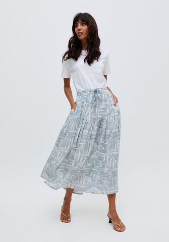Bonnie Shirred Waist Warhol Print Midi Skirt In Multi