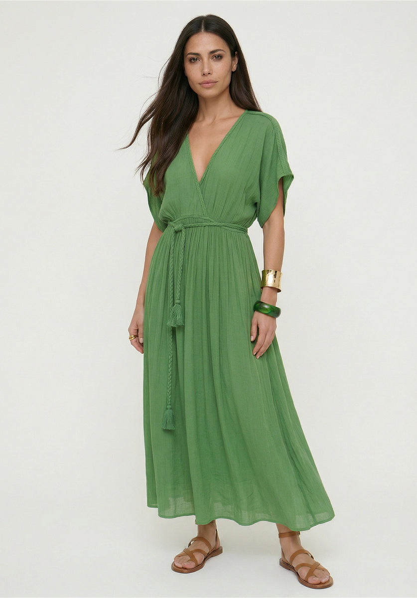 slim fit dress slacks Diamond Plait Neck Maxi Dress In Green