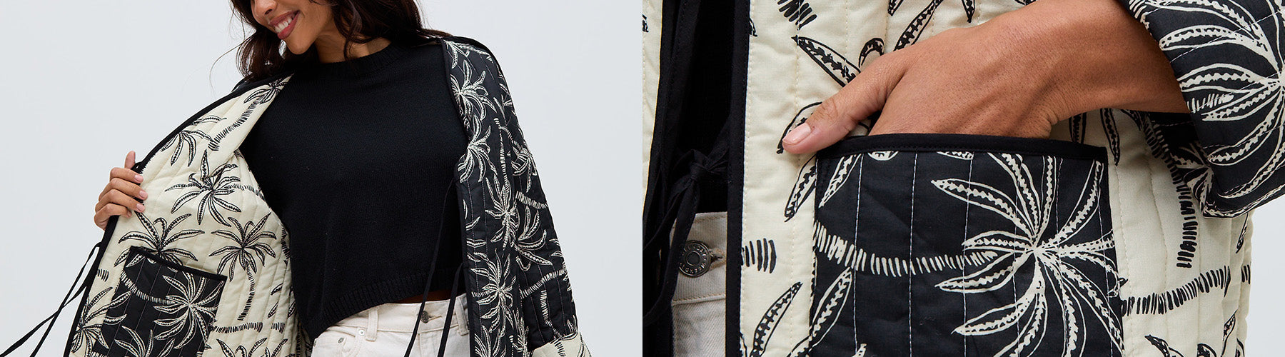 desktop image showing model wearing Felicity jacket