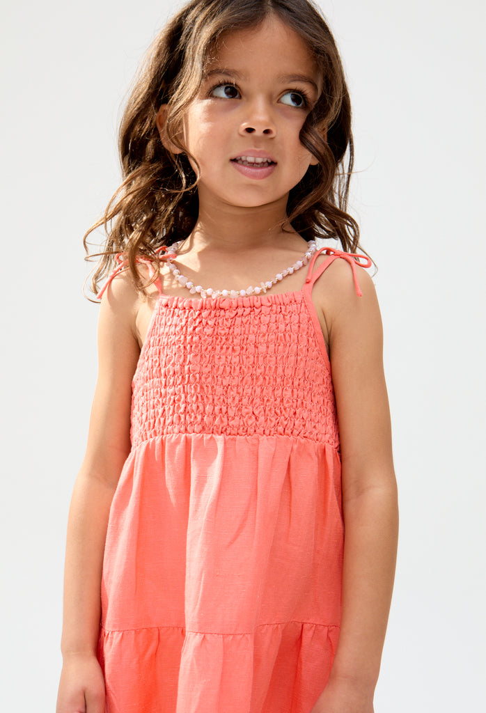Kids Emma Shirred Bodice Scalloped Embroidered Dress In Pink - image 3