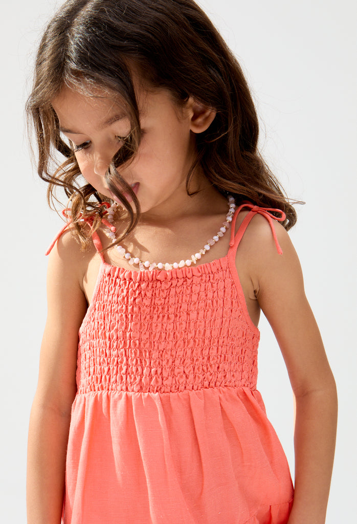 Kids Emma Shirred Bodice Scalloped Embroidered Dress In Pink - image 4