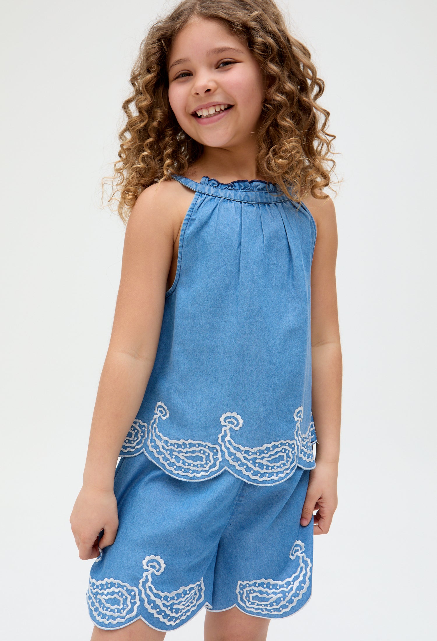 Sue Scalloped Embroidered Hem Co Ords Set