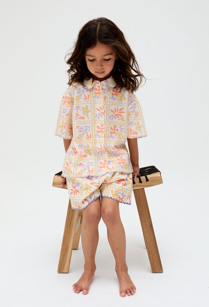Kids Gilly Scalloped Edge Matisse Print Short In Multi - image 2