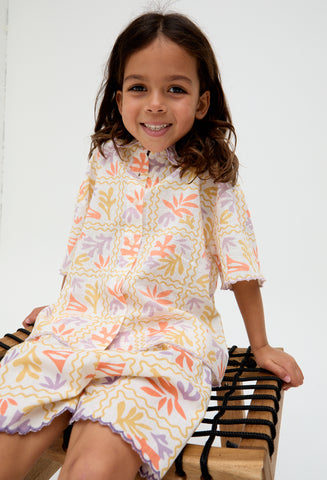 Kids Gilly Scalloped Edge Matisse Print Shirt In Multi