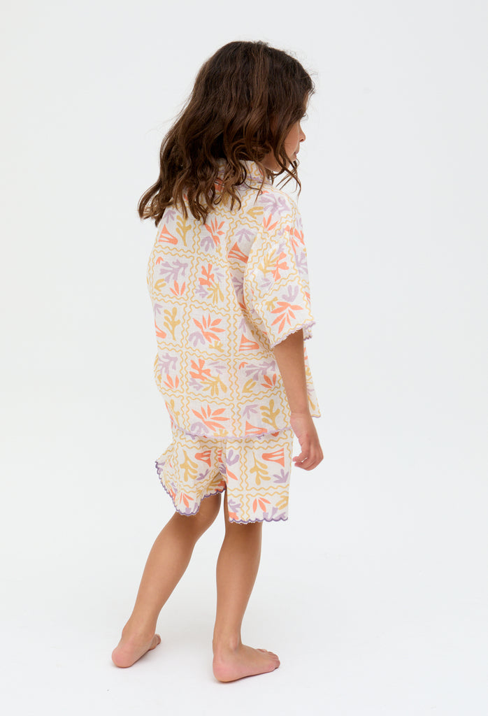 Kids Gilly Scalloped Edge Matisse Print Shirt In Multi - image 2