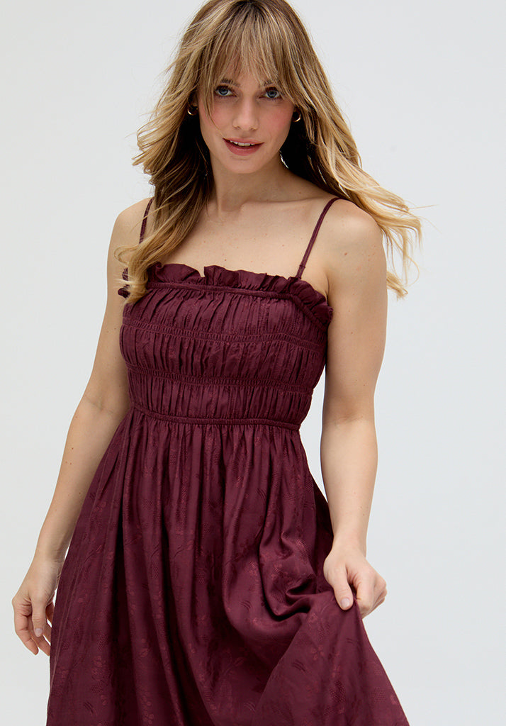 Annie All Over Jacquard Mini Dress In Red - image 1