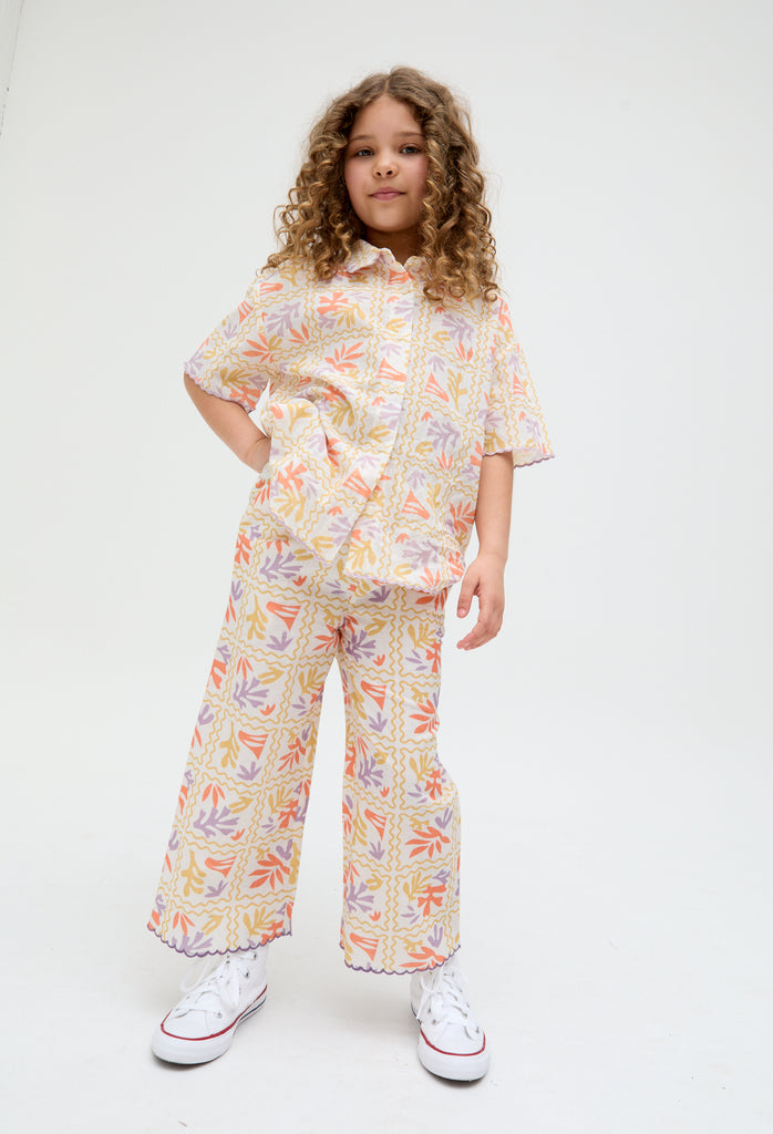 Kids Gilly Scallop Edge Matisse Print Trouser In Multi - image 1