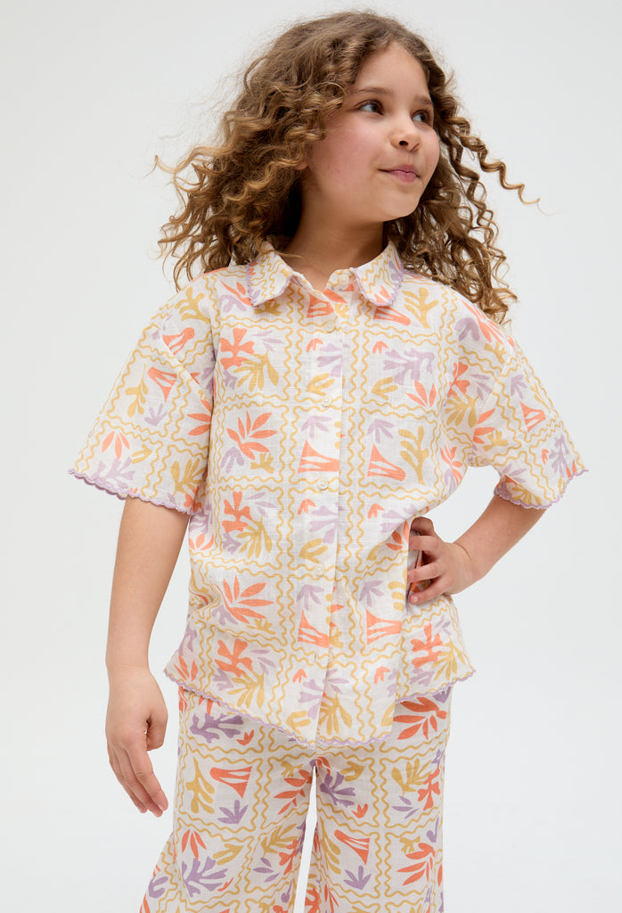 Kids Gilly Scallop Edge Matisse Print Trouser In Multi - image 3