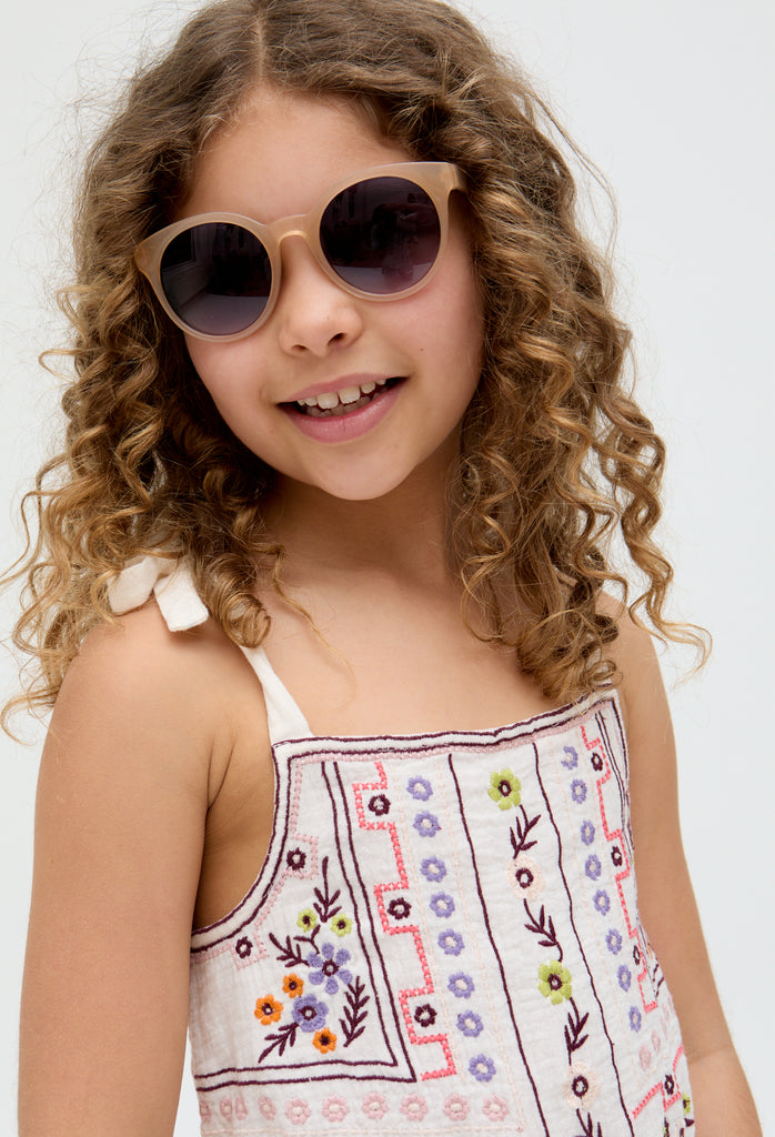 Kids Sailor Necktie All Over Embroidered Playsuit In white - image 4