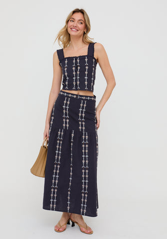 Bolli Embroidered Maxi Skirt In Navy