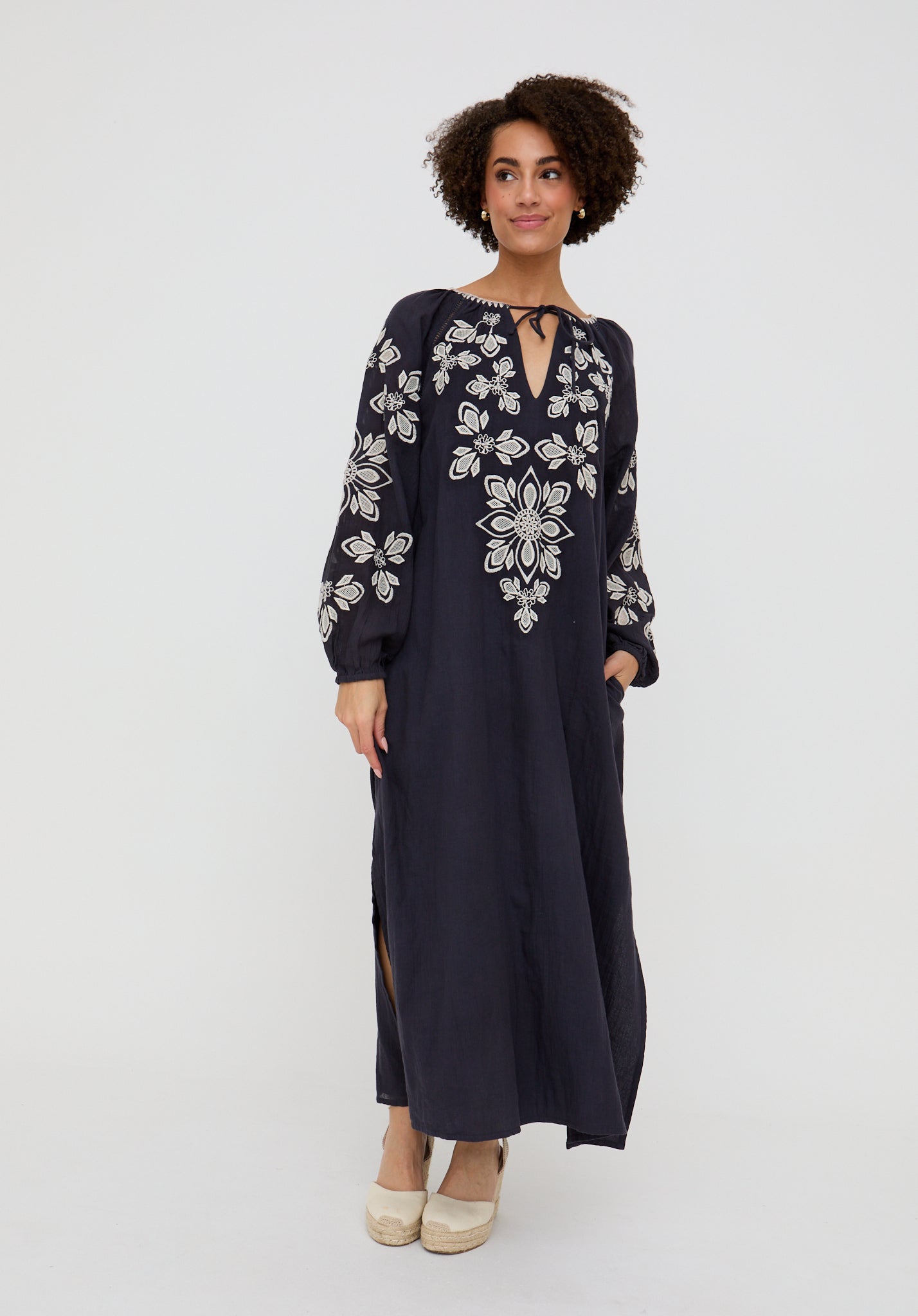 Elisa Kaftan Style Embroidered Maxi Dress