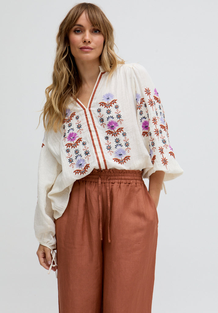 Paulina Wide Leg Trouser In Brown