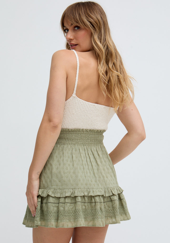 Tiered Mini Skirt In Sage Green | Skye Tiered Mini Skirt In Sage Green | Skye
