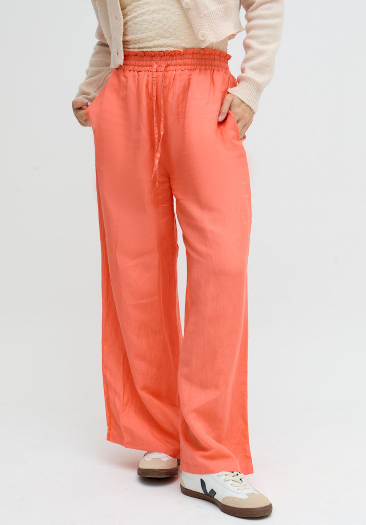 Paulina Wide Leg Trouser In Orange