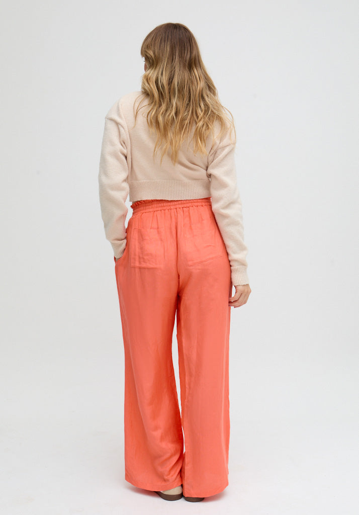 Paulina Wide Leg Trouser In Orange