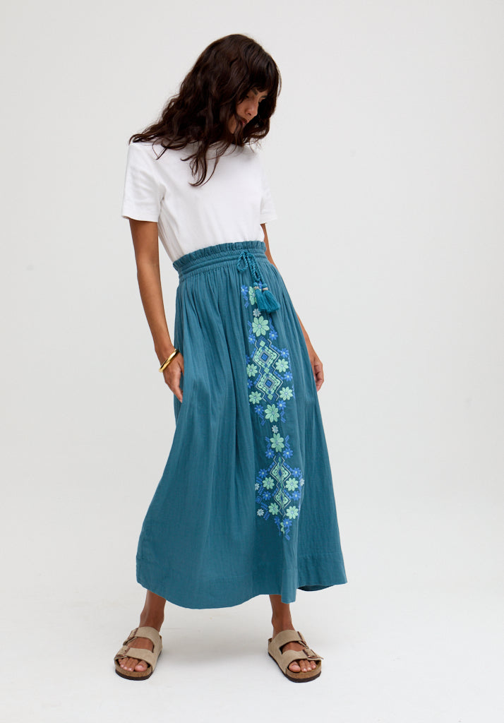 Azalea Paperbag Shirred Waist Maxi Skirt