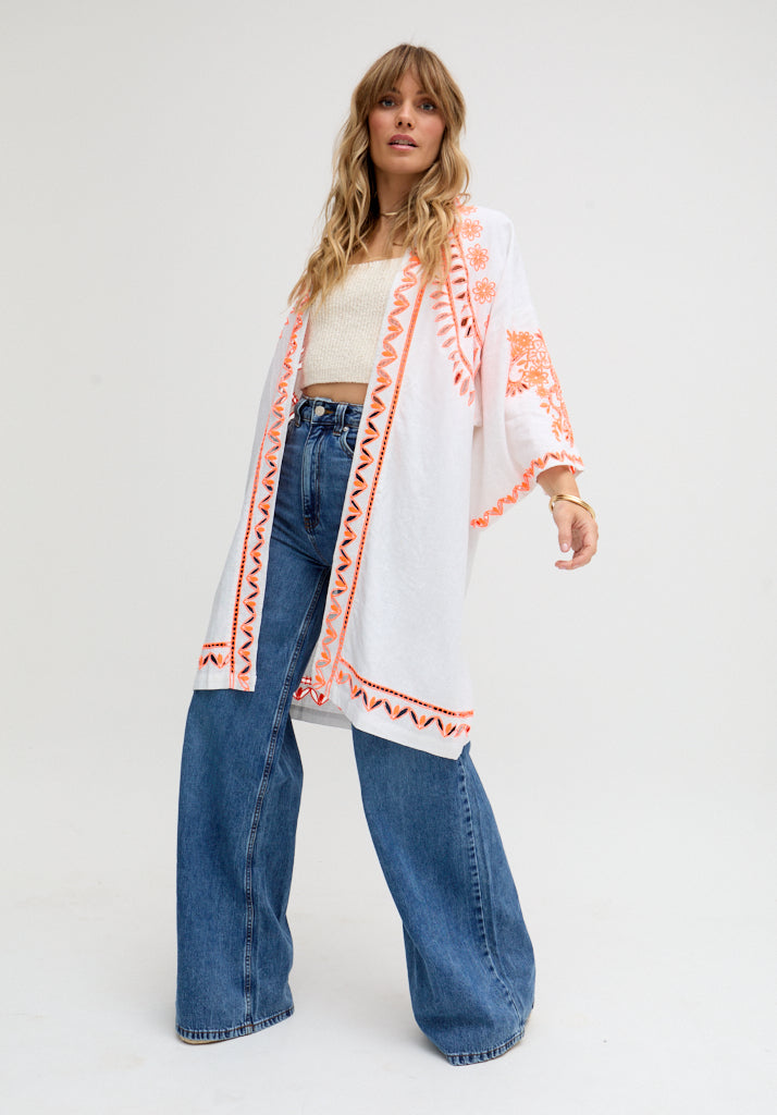 Lupe Edge To Edge Embroidered Kimono