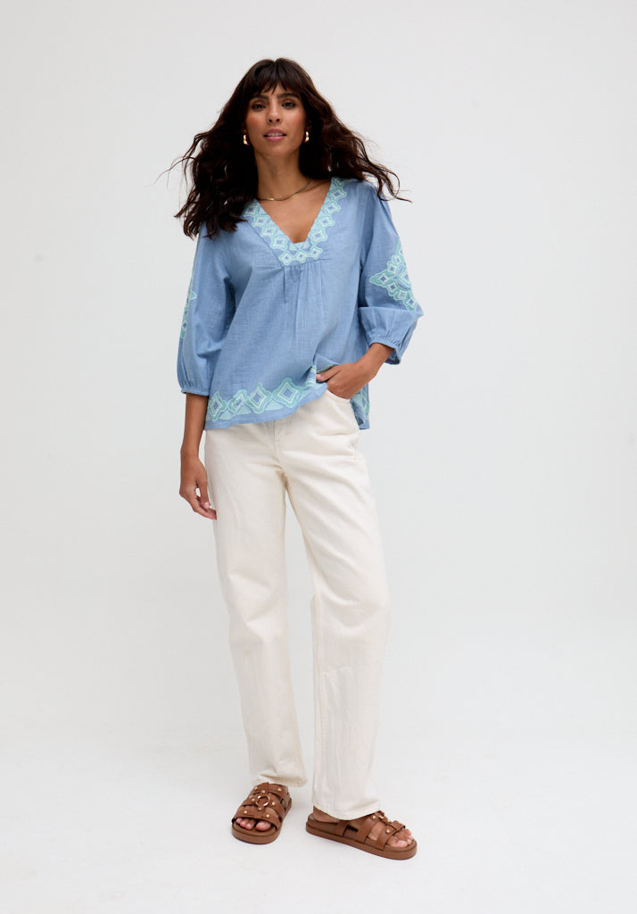 Eve V Neck Embroidered Blouse