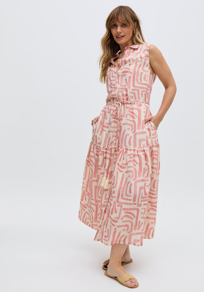 Holly Tiered Warhol Print Maxi Dress In Multi