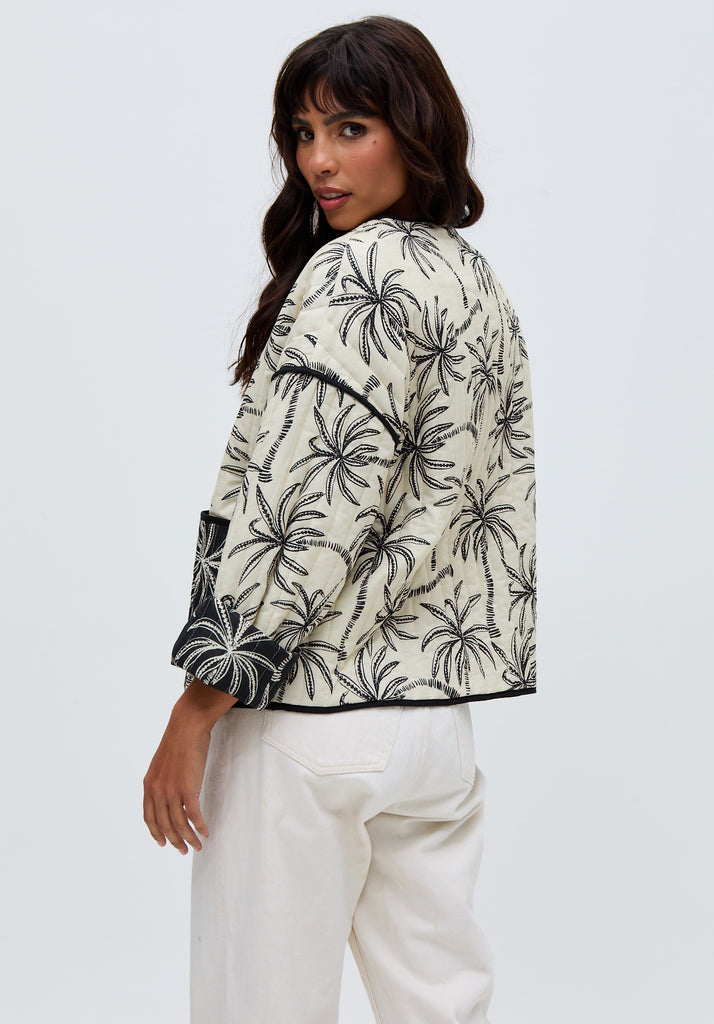 Womens Palm Print Reversible black and white Jacket - image 4