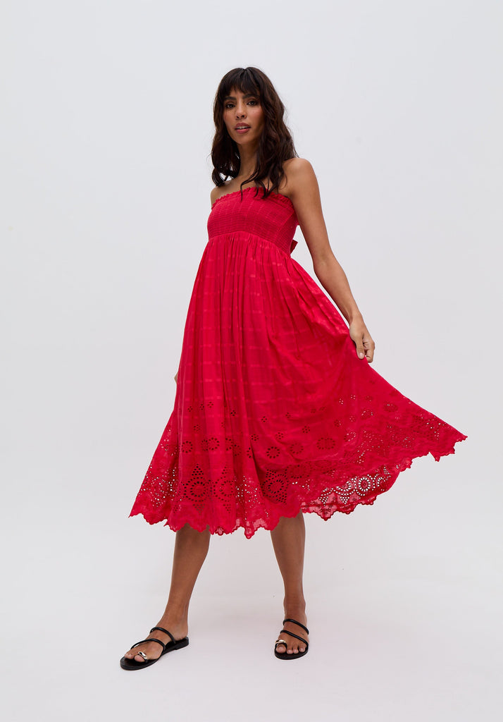 Mirella Spaghetti Strap Embroidered Skirt In Red - image 4