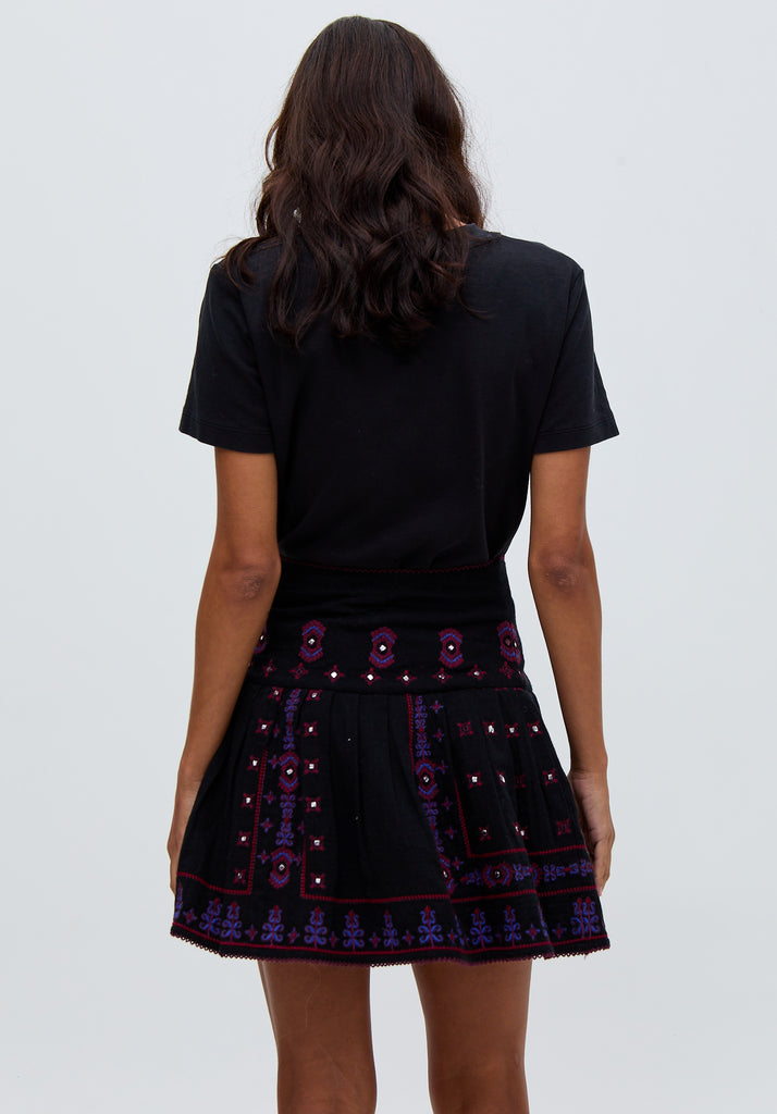 Issabel All Over Embroidered Mini Skirt In Black