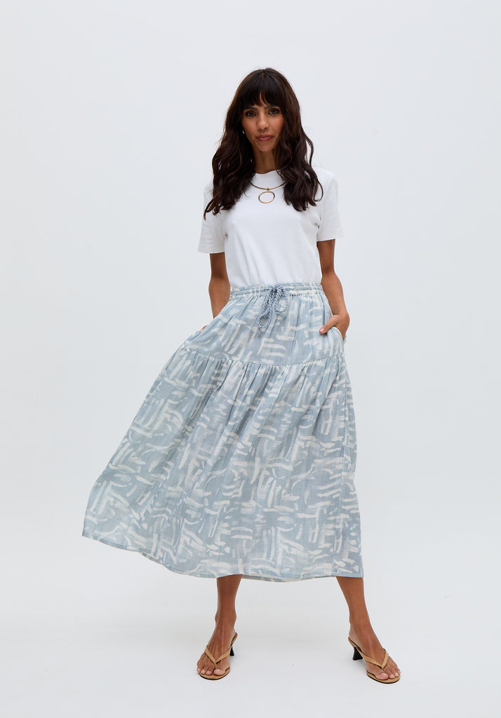 Bonnie Shirred Waist Warhol Print Maxi Skirt In Multi