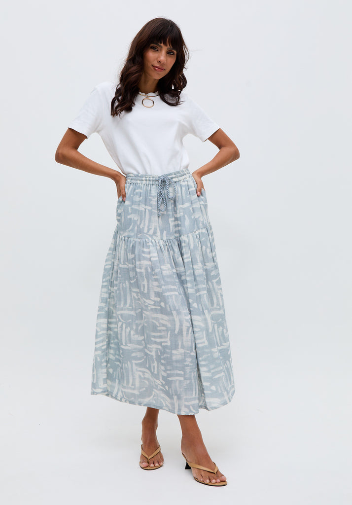 Bonnie Shirred Waist Warhol Print Maxi Skirt In Multi