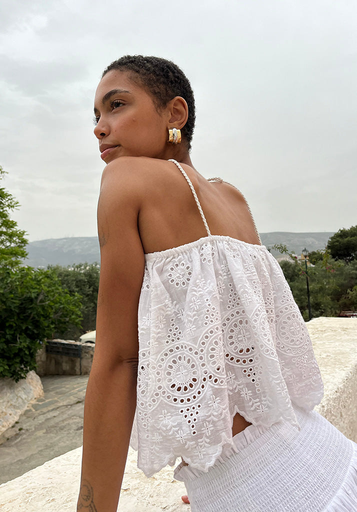 Rufa embroidered white cami top